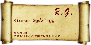 Riemer György névjegykártya
